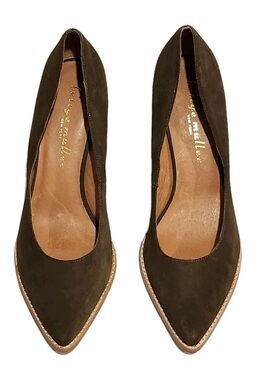 Bettye Muller Anthropologie Kitschy Suede Wedge Heels Olive Green Size 9.5M